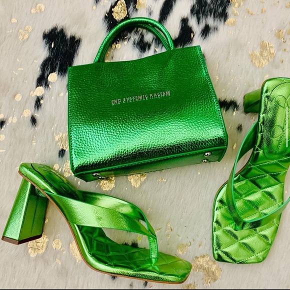 Jessica Simpson Shoes - Metallic Green Thong sandal
